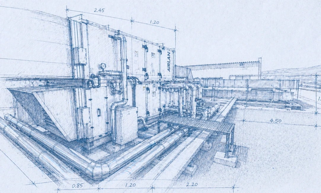 boceto de maquinaria al aire libre